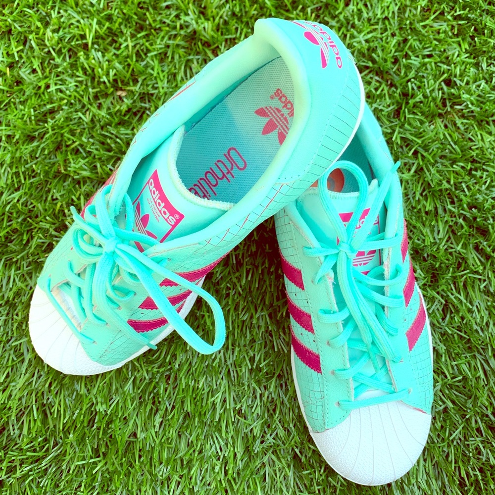 Mint Green with Maroon Stripes Adidas